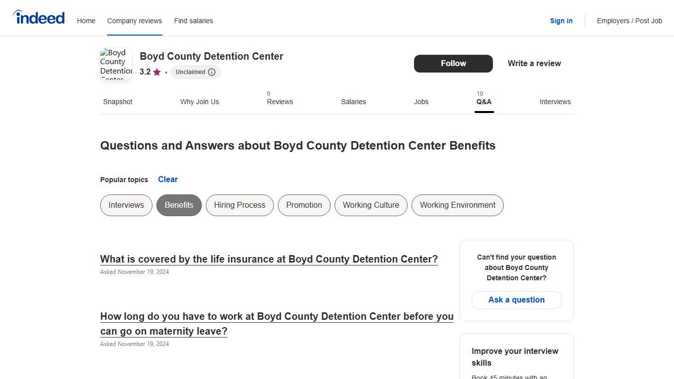 Questions and Answers about Boyd County Detention Center Benefits Indeed.com